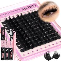 zanlufly Lash Clusters KIt D Curly Lash Extension Kit Volume Thick Eyelash Extension Kit  Individual Lashes Kit  Deals for Yo...