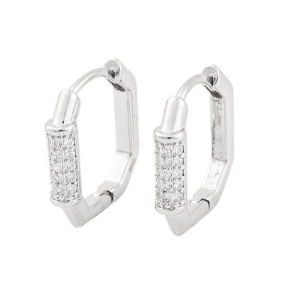 Rack Plating Brass Micro Pave Clear Cubic Zirconia Hoop Earrings for Women