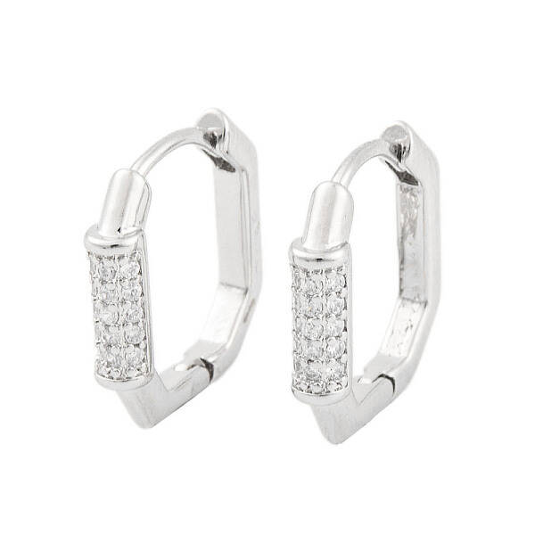 Rack Plating Brass Micro Pave Clear Cubic Zirconia Hoop Earrings for Women