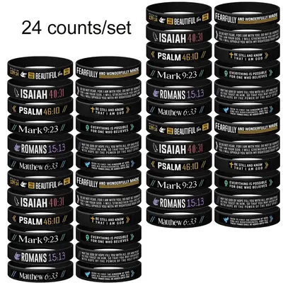 Bible Verse Silicone Rubber Bracelet, 1 Set Christian Inspirational Daily Bible Verse Wristband for Men Women, Religious Gift...
