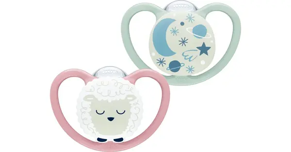 NUK Space Night 6-18 months baby girl pacifier 2 pieces