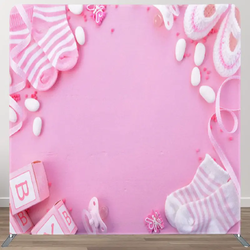 Aperturee Little Socks Shoes Pink Baby Shower Backdrop For Girls - Aperturee