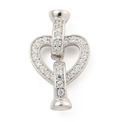 925 Sterling Silver Micro Pave Clear Cubic Zirconia Fold Over Clasps