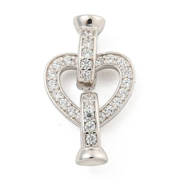 925 Sterling Silver Micro Pave Clear Cubic Zirconia Fold Over Clasps
