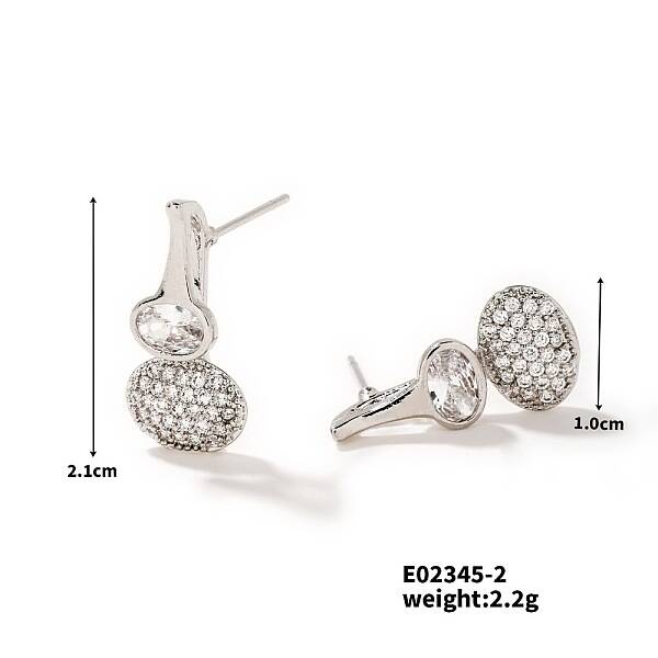 Chic European Style Copper & Zircon Horseshoe Stud Earrings