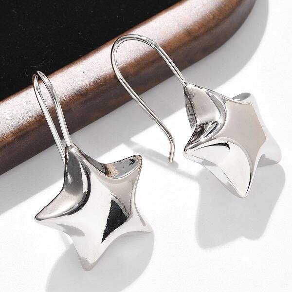 Star Brass Dangle Earrings