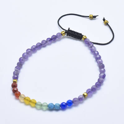 Natural Amethyst Braided Bead Bracelets