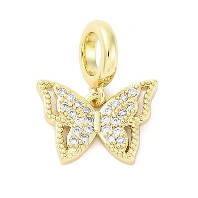 Brass Micro Pave Cubic Zirconia European Dangle Charms