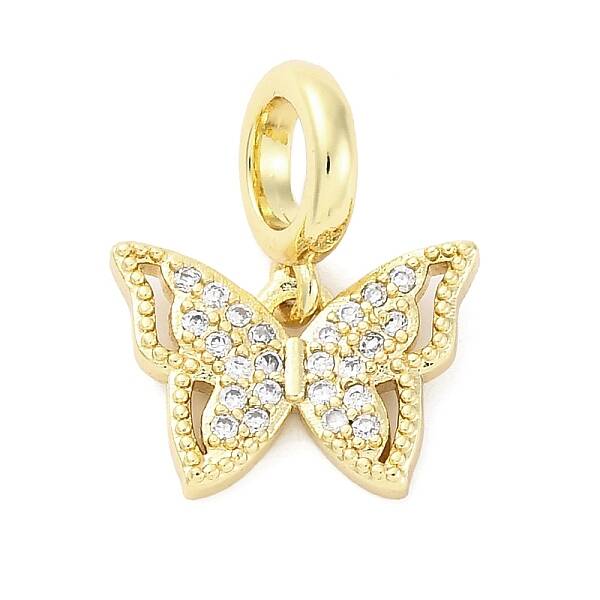 Brass Micro Pave Cubic Zirconia European Dangle Charms