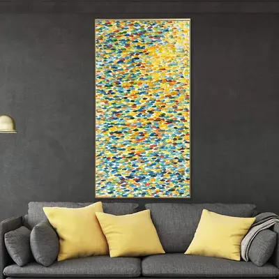Extra Large Abstract Impasto Paintings On Canvas In Blue And Yellow Colors Creative Industrial Decor Handmade Painting | IMAG...
