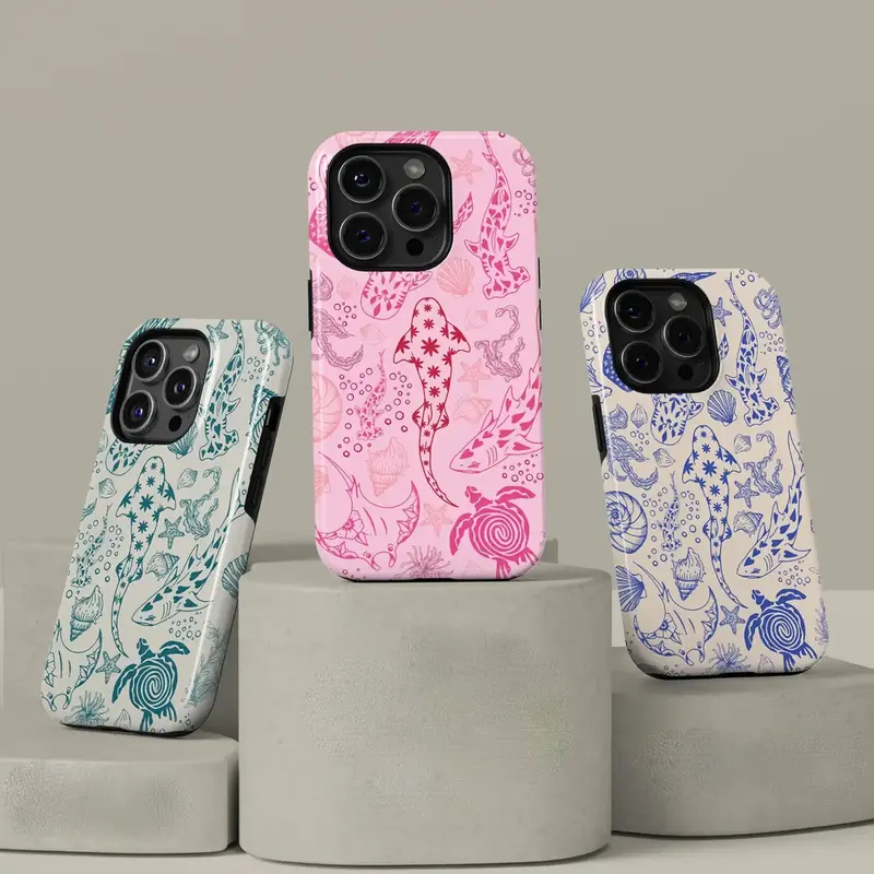 Coral Reef Whale Shark Phone Case for iPhone 16 15 14 13 Pro Max, Ocean Animal Whale Shark Protective Cover for Samsung Galax...