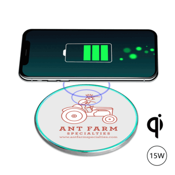 25 Customized Pomona 15W Qi Wireless Charger - Aluminum & LED