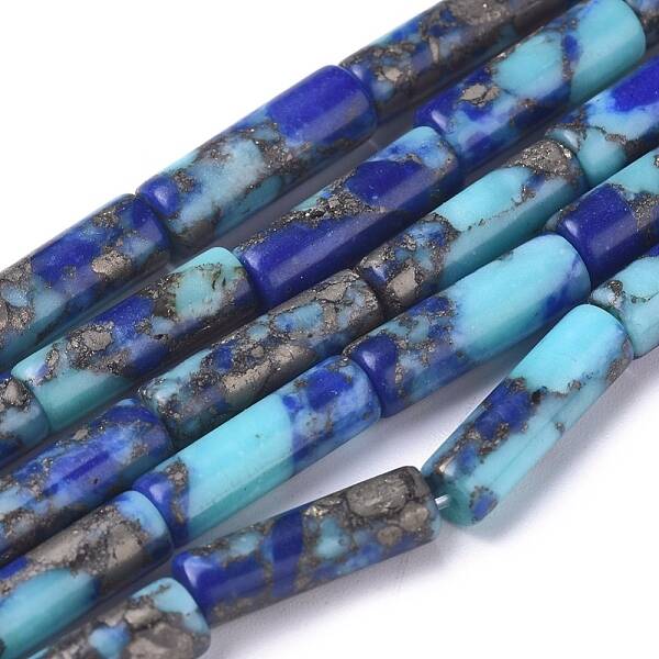 Assembled Synthetic Gold Line Turquoise and Lapis Lazuli Beads Strands