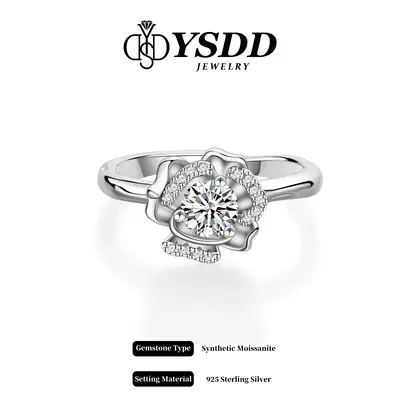 ă#291 Suprise of the DayăPetite Flower Solitaire Synthetic Moissanite Ring in 925 Sterling Silver 1/2Carat