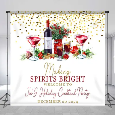 Spirits Bright Cocktail Custom Christmas Backdrop - Aperturee