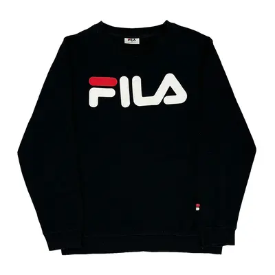 Fila Spellout Sweatshirt - Small Black Cotton Blend