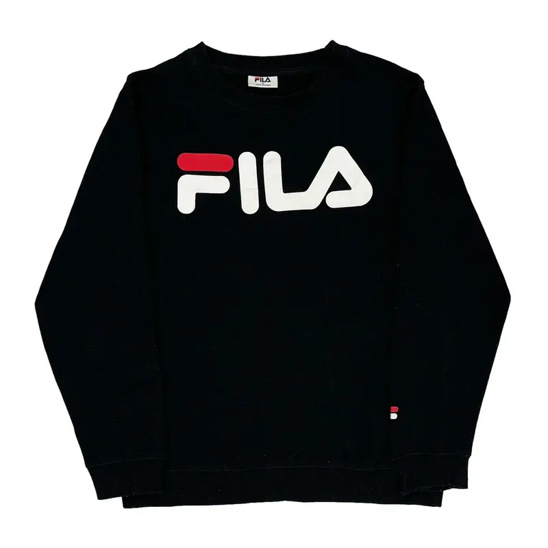 Fila Spellout Sweatshirt - Small Black Cotton Blend