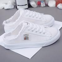 Women'S Classic White Canvas Sneakers - Slip-On Sneakers with Round Toe, Breathable Fabric Upper & PVC Sole, Versatile All-Se...