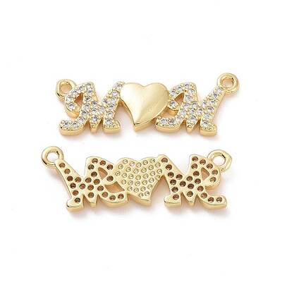 Mother's Day Brass Micro Pave Clear Cubic Zirconia 2-Loop Pendants