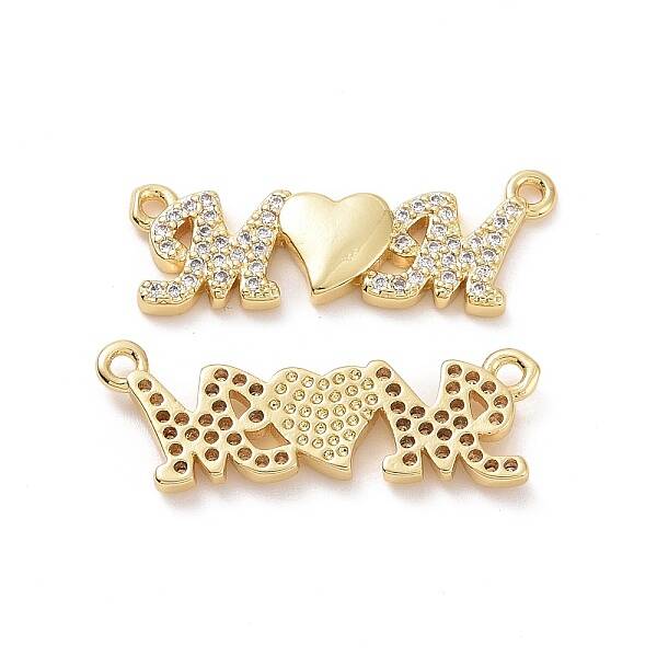 Mother's Day Brass Micro Pave Clear Cubic Zirconia 2-Loop Pendants