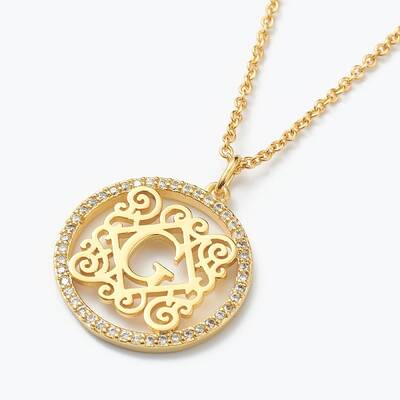 Brass Micro Pave Clear Cubic Zirconia Pendant Necklaces