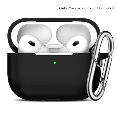 Silicone Earphone Case with Carabiner, Solid Color Anti-fall Earphones Protective Case for Airpods Pro 2, Soft Earphone Prote...