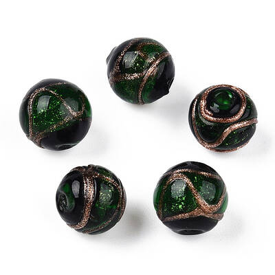 Handmade Gold Sand Lampwork Beads