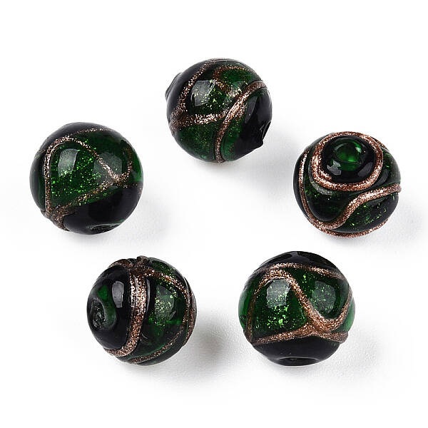 Handmade Gold Sand Lampwork Beads