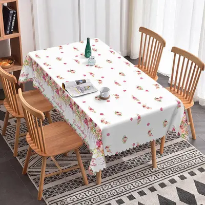 Aperturee Pink Spring Floral Girl Woman Birthday Party Tablecloth, 52x70 Inch, 30.82 USD, rectangle tablecloths, ZJY04642-A