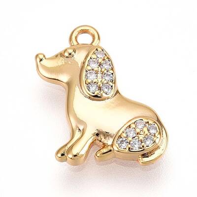 Brass Micro Pave Clear Cubic Zirconia Pendants