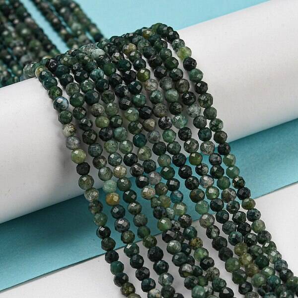 Natural Moss Agate Beads Strands