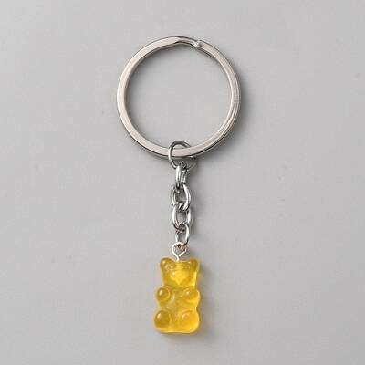 Candy Color Transparent Bear Resin Pendant Keychain