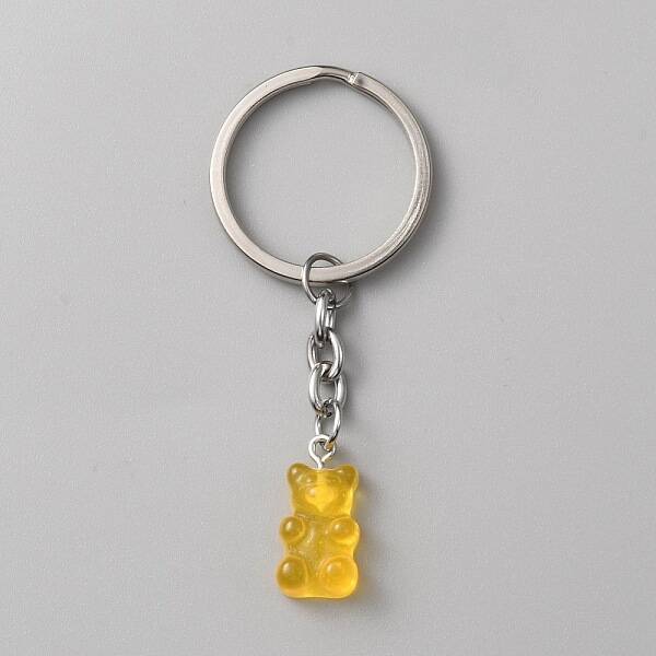 Candy Color Transparent Bear Resin Pendant Keychain