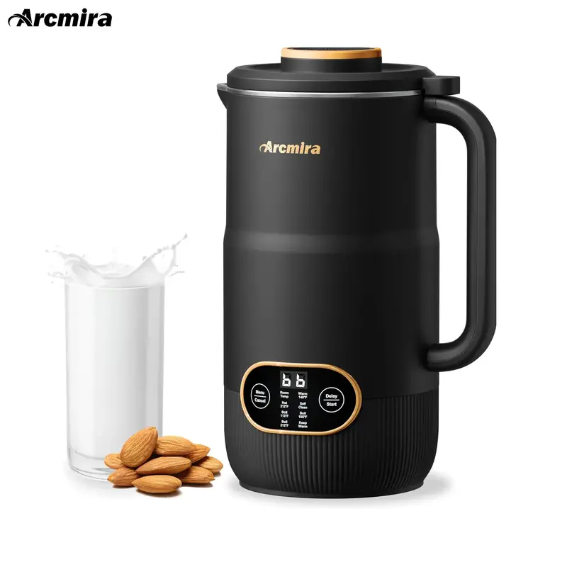 Arcmira automatic Nut Milk Maker 35 oz Black with Delay Start/Keep Warm/Self-Cleaning/Boil Water, Includes Homemade Almond, O...