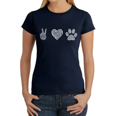 Peace Love Dogs - Women's Word Art T-Shirt - Red - XX-Large