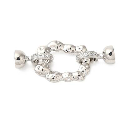 Brass Micro Pave Clear Cubic Zirconia Fold Over Clasps
