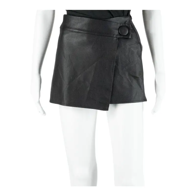 AMISU Faux Leather Womens Skort Skirt Black Short UK 4