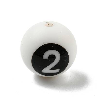 Round with Black Number 2 Silicone Focal Beads