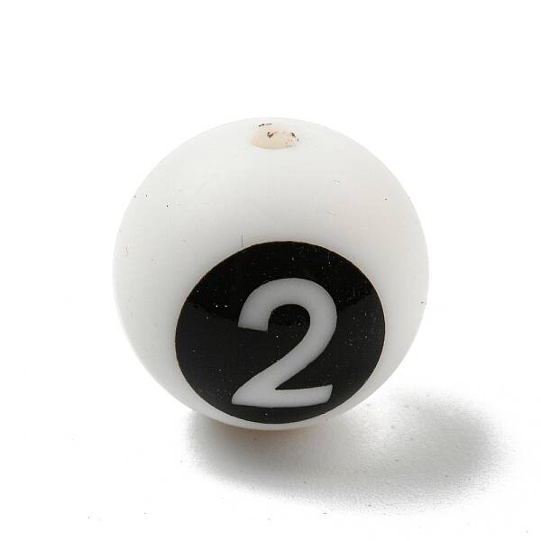 Round with Black Number 2 Silicone Focal Beads