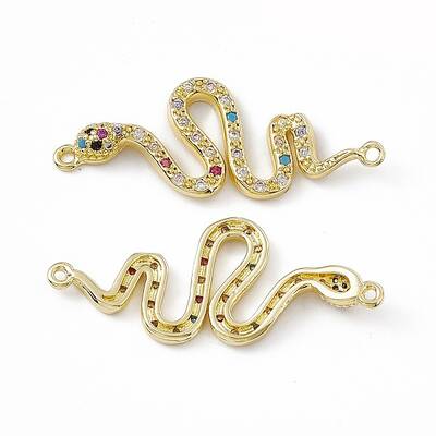 Brass Micro Pave Cubic Zirconia Connector Charms