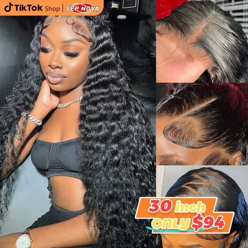[30 inch Only $94] Deep Wave 13x4 Lace Front Wig Human Hair Wet and Wavy Lace Frontal Wig Human Hair Brazilian Hair Wigs For ...