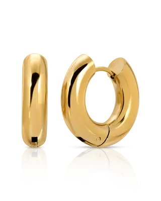 Small Bold Hoop Earrings | Metal Color: Gold
