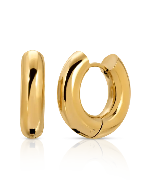 Small Bold Hoop Earrings | Metal Color: Gold