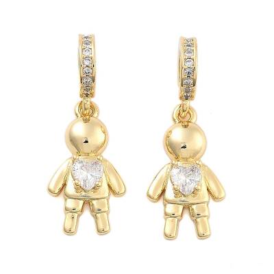 Brass Pave Clear Cubic Zirconia European Dangle Charm