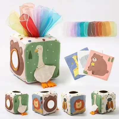 Youuys Baby Tissue Box Toy for Babies Montessori Toys Baby Tissue Box Sensory Toys Boy Girl Shower Gifts for Babies Developme...