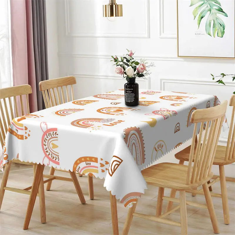 Cute Cartoon Yellow Rainbow Rectangle Tablecloth - Aperturee