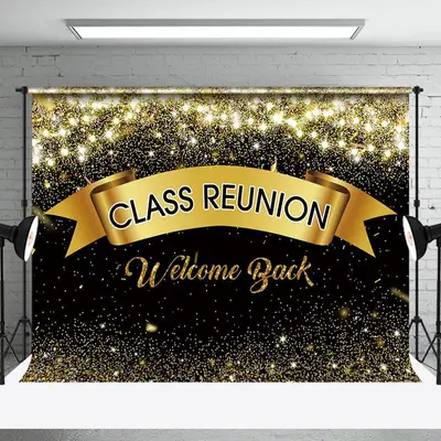 Class Reunion Welcome Back Black Spark Party Backdrop - Aperturee