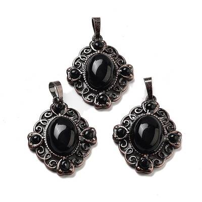 Natural Obsidian Rhombus Pendants