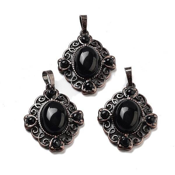 Natural Obsidian Rhombus Pendants
