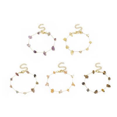Natural Mixed Gemstone Chips Beaded Bracelet